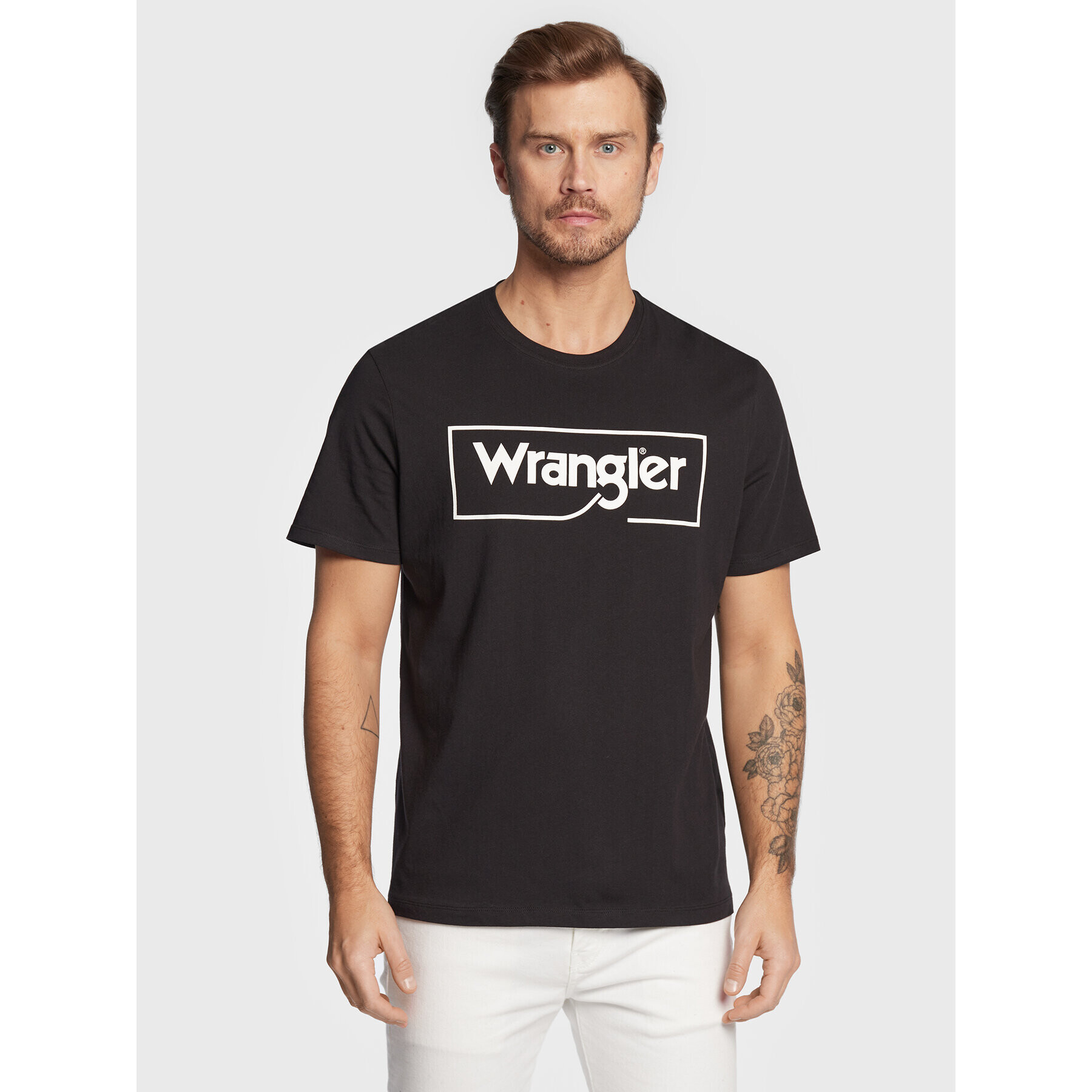 Wrangler Póló Frame Logo W70JD3100 112319290 Fekete Regular Fit - Pepit.hu