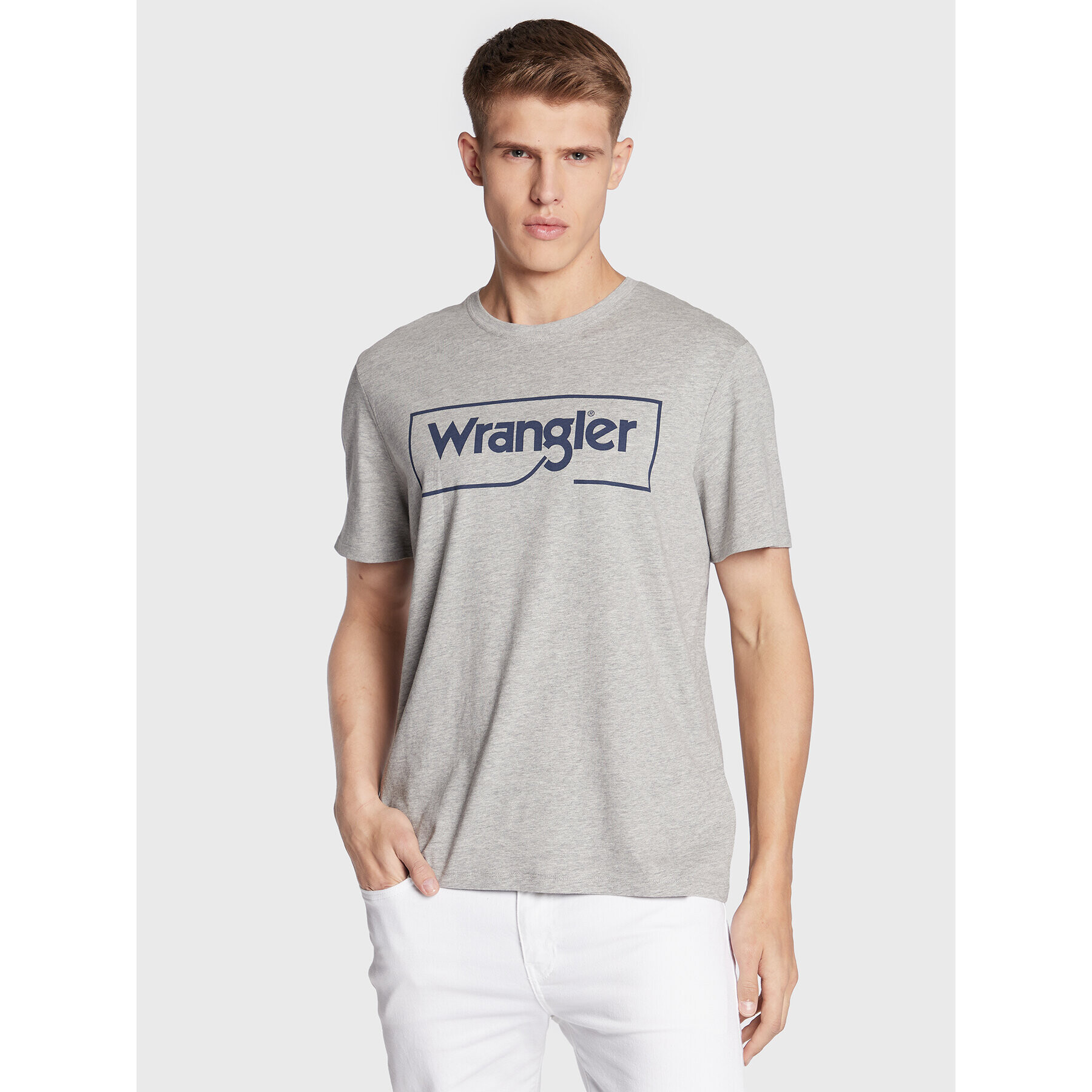 Wrangler Póló Frame Logo W70JD3X37 112320767 Szürke Regular Fit - Pepit.hu