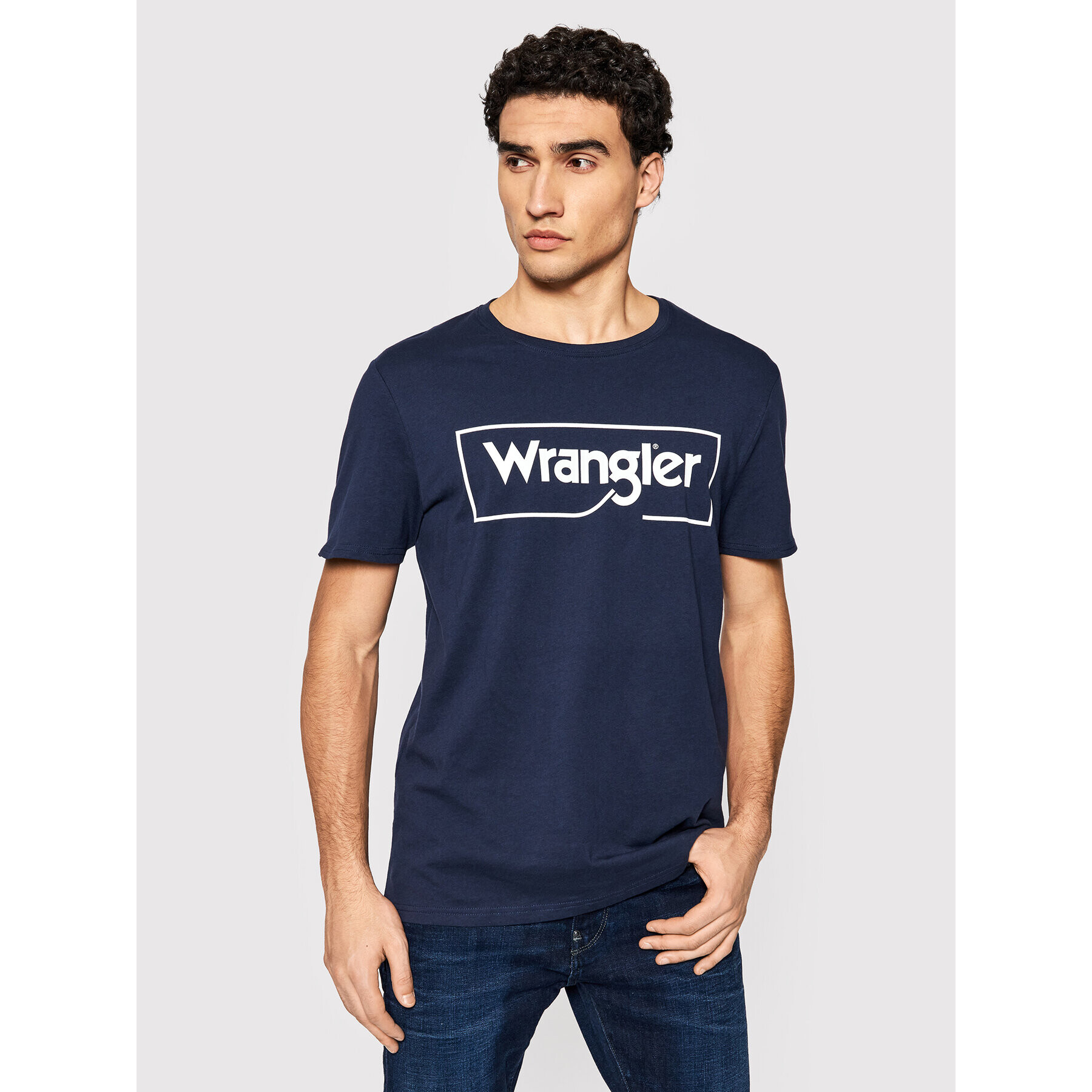 Wrangler Póló Frame Logo W7H3D3114 Sötétkék Regular Fit - Pepit.hu