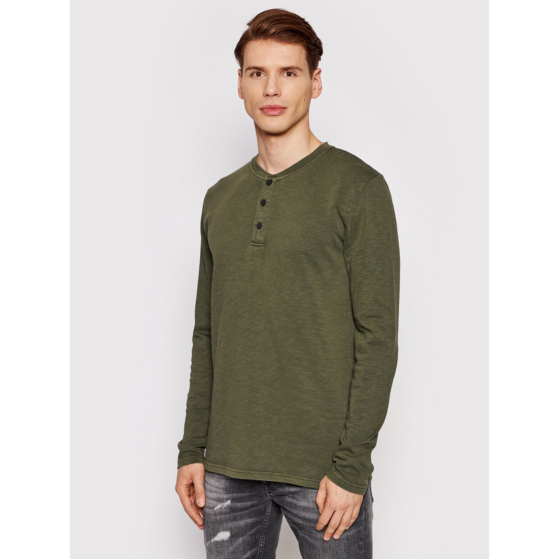 Young Poets Society Hosszú ujjú Duke Henley 106450 Zöld Regular Fit - Pepit.hu